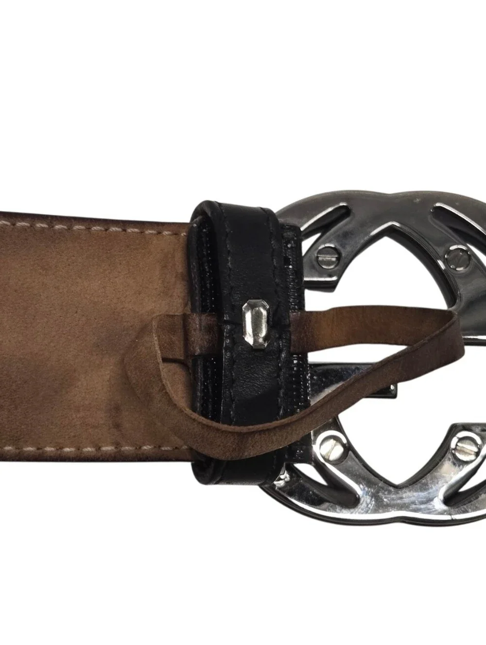 Gucci Black Imprime Black Belt with Interlocking GG Buckle Sz 38